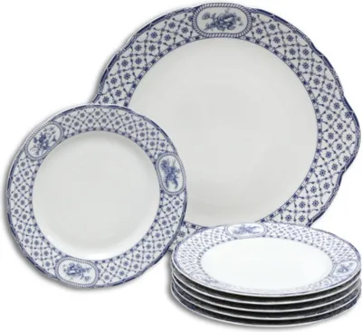 Produktbild von Rose, Torten-Set, blaues Band, Thun, 7-teilig