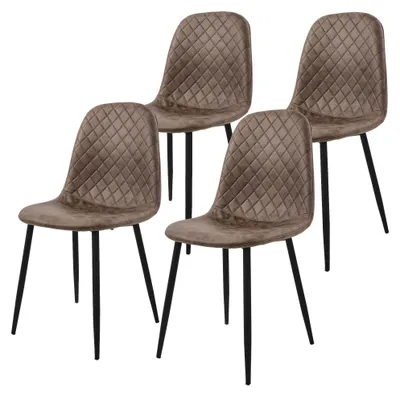 Obrázok produktu pre ML-Design jedálenské stoličky sada 4, hnedá, kuchynská stolička z imitácie kože, obývacia stolička s operadlom, čalúnená stolička k jedálenskému stolu s kovovými nohami