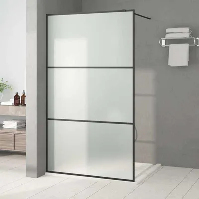 Obrázek produktu pro Sprchový kout – Vstup bez bariér – Bezpečnostní sklo – Matně černý hliníkový rám – 115 x 195 cm