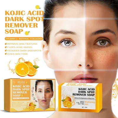 Produktbild von Orange Zitrone Kurkuma Kojic Säure Seife Peeling Hautreinigung Seife, Aufhellende Seife für Gesicht Körper dunkle Flecken, 100g