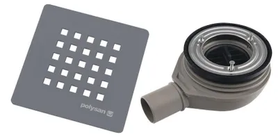 Zdjęcie produktu dla Syfon brodzikowy, 90 mm, pokrywa odpływu, DN40, ABS/szary mat