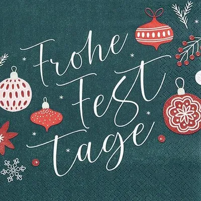 Produktbild von 20 Servietten Frohe Festtage - Frohe Festtage grün 33x33cm