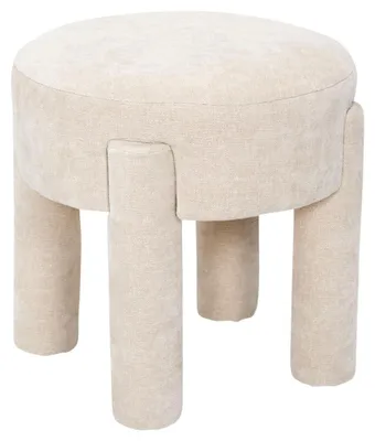 Image de HowHomely | Tabouret - Tabouret de maquillage - beige - 40 x 40 x 42 cm - Tabouret - Pouf - rond - Pouf en tissu
