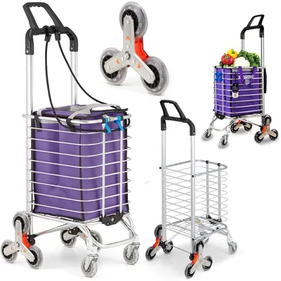 Zdjęcie produktu dla Wózek zakupowy koszyk kosz na zakupy 80 kg 35 L schodowy HIGHER