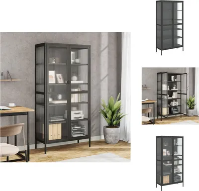 Immagine prodotto di vidaXL Credenza nera 85x40x180 cm in vetro e acciaio - Credenze