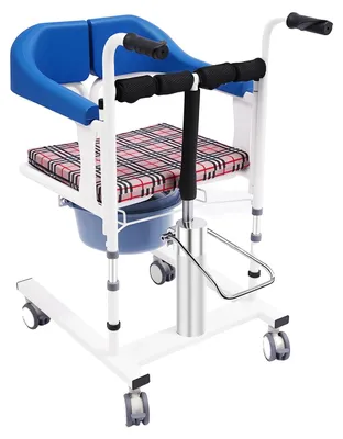 Image de Fauteuil élévateur pour patients, mécanisme hydraulique, dossier inclinable à 180°, BLEU