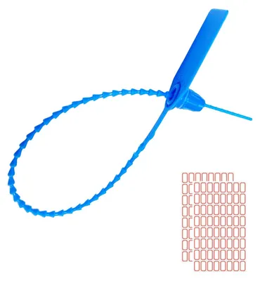 100 Kunststoff-Sicherheitssiegel, 250 mm, dunkelblau, für Feuerlöscher & Gepäck