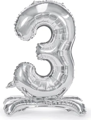 Zdjęcie produktu dla Błyszczący balon foliowy Cyfra "3" - 70 cm srebrny, idealny na każdą okazję! Stwórz niezapomniane chwile z naszym eleganckim dodatkiem dekoracyjnym!