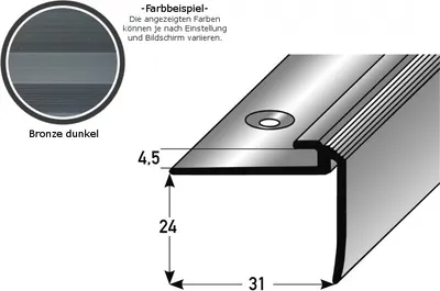 Produktbild von Einschubprofil "Kilkenny" mit Nase für Designbeläge, Einfasshöhe 5 mm, Aluminium eloxiert, gebohrt-bronze dunkel-900