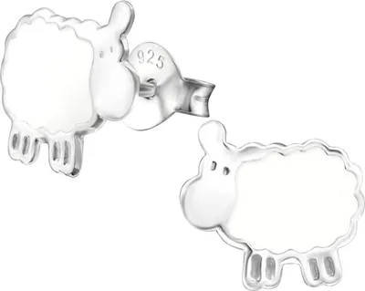 Produktbild von Ohrstecker 925 Sterling Silber mit Schaf in weiß