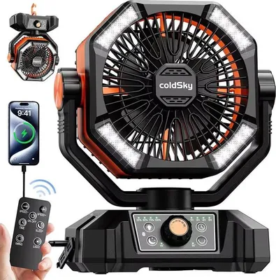 Produktbild von Ventilator, wiederaufladbarer Akku, Fernbedienung, Orange