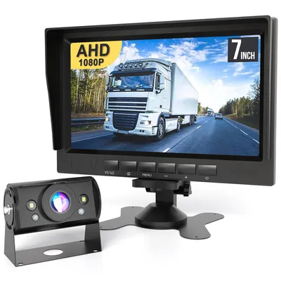 Produktbild von Strex Rückfahrkamera Set kabelgebunden HD 1080P - 7“ Bildschirm - 18LED Nachtsicht 15m - IP69 Wasserdicht