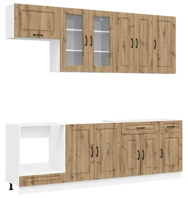 Immagine prodotto di vidaXL Modulo cucina KALMAR, 8 pezzi, impiallacciatura in legno effetto rovere artigianale