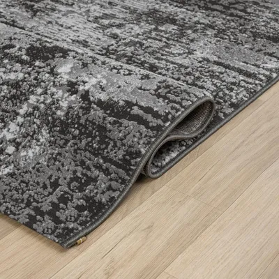 Produktbild von Teppich Wohnzimmer / Schlafzimmer Vintage Look Teppich Kurzflor Used Muster, Farbe:Anthrazit, Maße:200x290 cm