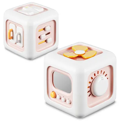 Productafbeelding van Activiteitencube voor baby's, speelgoed voor meisjes van 1 jaar, Montessori-speelgoed vanaf 1 jaar, reisspeelgoed, roze
