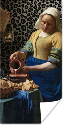 Produktbild von MuchoWow® Poster Milchmädchen - Kunst - Pantherdruck - Vermeer - Gemälde - Alte Meister 60x120 cm - Wandschmuck