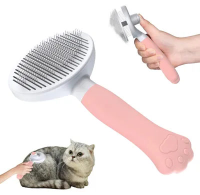 Obrázek produktu pro Kartáč na kočky, kartáč na psy [Ergonomická rukojeť a čištění jedním kliknutím]