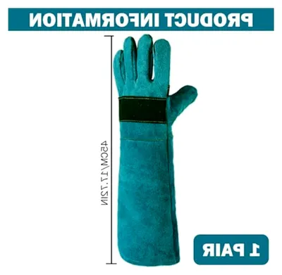 Produktbild von 1 Paar Tierhandhabungshandschuhe, 18 Zoll lange Anti-Biss-Handschuhe aus Rindsleder für Hunde und Katzen