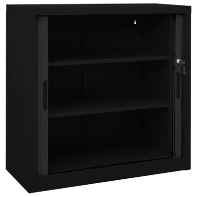 Obrázok produktu pre Skriňa s posuvnými dverami, čierna 90x40x90 cm, oceľ