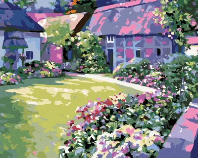 Produktbild von Diamondi - Diamond painting - BLUMEN IM HAUSGARTEN, 40X50 cm, mit Keilrahmen (bereits gespannt)