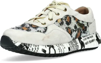 Produktbild von Laura Vita Damen Sneaker aus Leder mehrfarbig gemustert mit Plateau Burton 05, Größe:39 EU, Farbe:Weiß