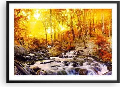 Produktbild von Gerahmtes Poster - Schwarzer Rahmen - Berge Bach Wasser - 70x50 cm - Wand Bild - Wanddeko - Wandbilder - Kunstposter - Wandposter - Bilderrahmen - Bilder - Kunstdruck - Wandbild - P2BAA70x50-3717