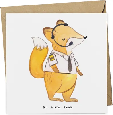 Produktbild von Mr. & Mrs. Panda Grußkarte Fluglotse Herz - Weiß - Geschenk, Glückwunschkarte, Ausbildung, Flugsicherung, Klappkarte, faltkarte, doppelkarte, anlasskarte