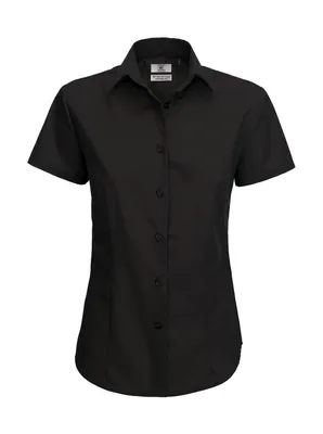 Produktbild von B&C Damen Business Bluse Oberteil T-Shirt Longsleeve Shirt kurzarm, Größe:XS, Farbe:Schwarz