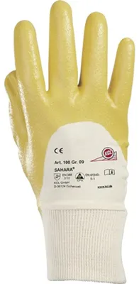 Produktbild von Handschuhe Sahara 100 Gr.9 gelb BW-Trikot m.Nitril EN 388 PSA II HONEYWELL