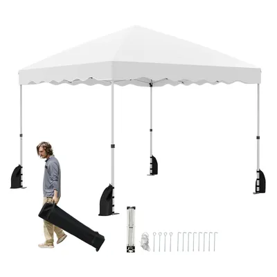 Produktbild von GOPLUS Faltpavillon 3 x 3 m, wasserbeständiger Gartenpavillon mit 4 Windseile, 8 Heringe & 4 Sandsäcke, Partyzelt mit Rolltasche, Weiß