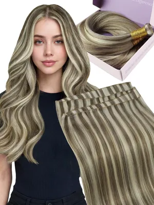 Produktbild von Echte Haarverlängerungen Hellbraun und Platinblond