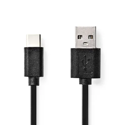 Produktbild von Nedis CCGP60600BK01, 0,1 m, USB-C, USB-A, USB 2.0, Männlich/Männlich, Schwarz