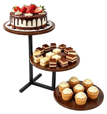 Image de Solidchoice - Présentoir à gâteaux en bois à 3 niveaux, idéal pour les fêtes