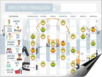 Zdjęcie produktu dla Tablica motywacyjna dla dzieci Planer magnetyczny na lodówkę  + emotki