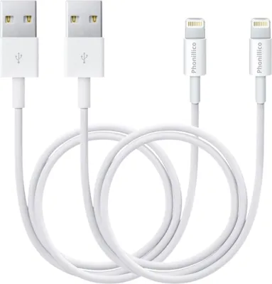 Immagine prodotto di Cavo USB Lightning per iPhone 5 / 5S / SE (2016) / 6 / 6S / 6 PLUS / 6S PLUS / 7 / 7 PLUS / 8 / 8 PLUS / X / XS / XS MAX / XR [2 pezzi] Bianco 3 m Phonillico®