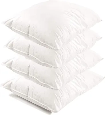 Produktbild von 4-er Set  | Kopfkissen 80x80 cm | Füllung: 1500 Gramm Daunen | 100% Natur Kissen | Bezug: 100% Baumwolle | Federkissen 80 x 80 cm |