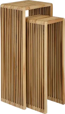 Productafbeelding van Mica Decorations Yonker Plantentafel - Set van 2 - L35 x B25 x H80 cm - Gerecycled Hout - Bruin