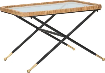 Immagine prodotto di Tavolino Basso 70x50x45 cm in Metallo con Piano in Vetro
