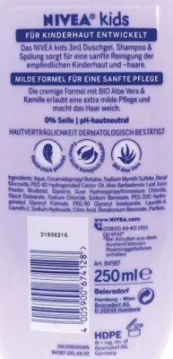 Immagine prodotto di NIVEA Kids, Bagnoschiuma, Shampoo e Balsamo 3 in 1, 250 ml, Fragranza Lampone