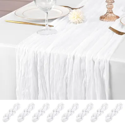 Immagine prodotto di Runner da tavolo bianco, 55 x 300 cm. Set di 8 runner da tavolo in garza