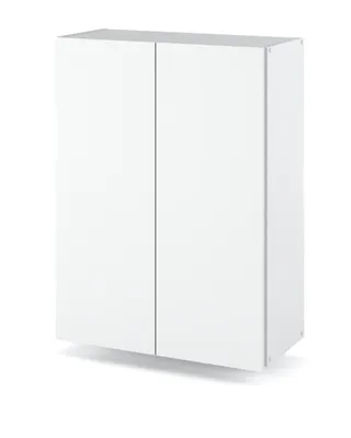 A white bathroom wall cabinet with two doors.