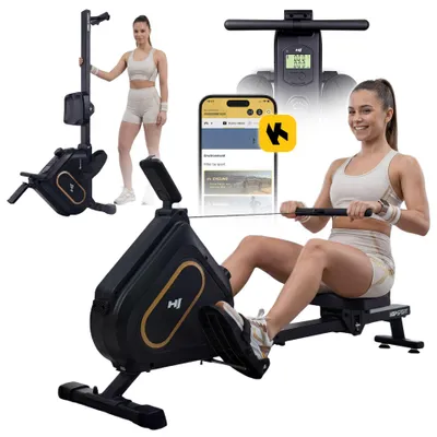 Obrázek produktu pro HOP SPORT® HS-085R Magnetický veslařský trenažér pro domácí použití s 16 úrovněmi odporu, tichý a stabilní veslařský trenažér pro kardio trénink s aplikací, nosnost až 120 kg