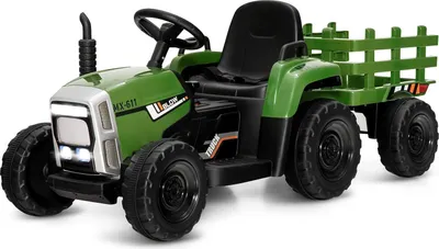 Produktbild von Traktor mit Abnehmbarem Anhänger, Elektrotraktor mit LED-Licht & Musik & Fernbedienung, Kindertraktor mit max. Tragfähigkeit von 30 kg, Aufsitztraktor für Kinder ab 3 Jahren (Dunkelgrün)