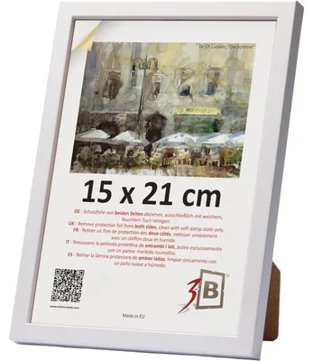 Zdjęcie produktu dla Drewniana ramka na zdjęcia A5, klasyczna i elegancka, biała, 15 x 21 cm