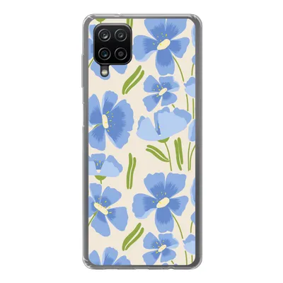 Produktbild von MuchoWow® Handyhülle Schutzhülle Hülle für Samsung Galaxy A12 Blume - Blau - Muster Silikon Softcase Handy Hülle - Bild
