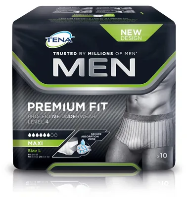 Immagine prodotto di TENA Men Premium Fit, slip assorbenti per incontinenza, taglia media, confezione da 4 pezzi x 12