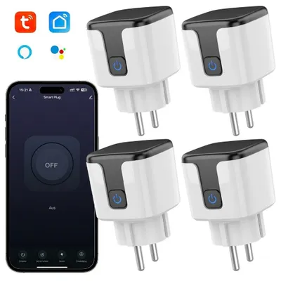 Produktbild von 4er 16A Smart Steckdose mit App Steuerung,WLAN Steckdose,Smart Plug,Kompatibel mit EU Steckdosen,Zeitschaltuhr,Alexa & Google Home Kompatibel