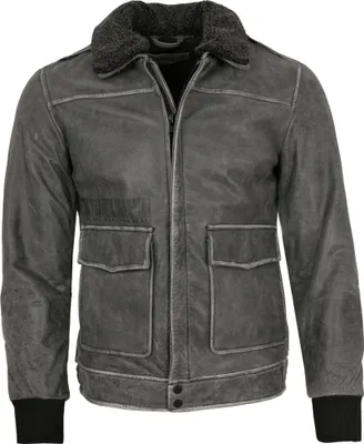 Produktbild von Freaky Nation - Herren Lederjacke Blouson Rindsleder grau retro : M