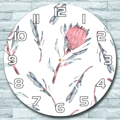 Produktbild von Wanduhr aus Glas Rund fi 30 Proteablumen Quarz Deko Wohnzimmer Büro