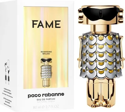Zdjęcie produktu dla Rabanne Fame, Kobiety, 80 ml, Butelka wielokrotnego użytku, Mandarynka, Mango, Jaśmin, Incense, Drzewo sandałowe, Wanilia